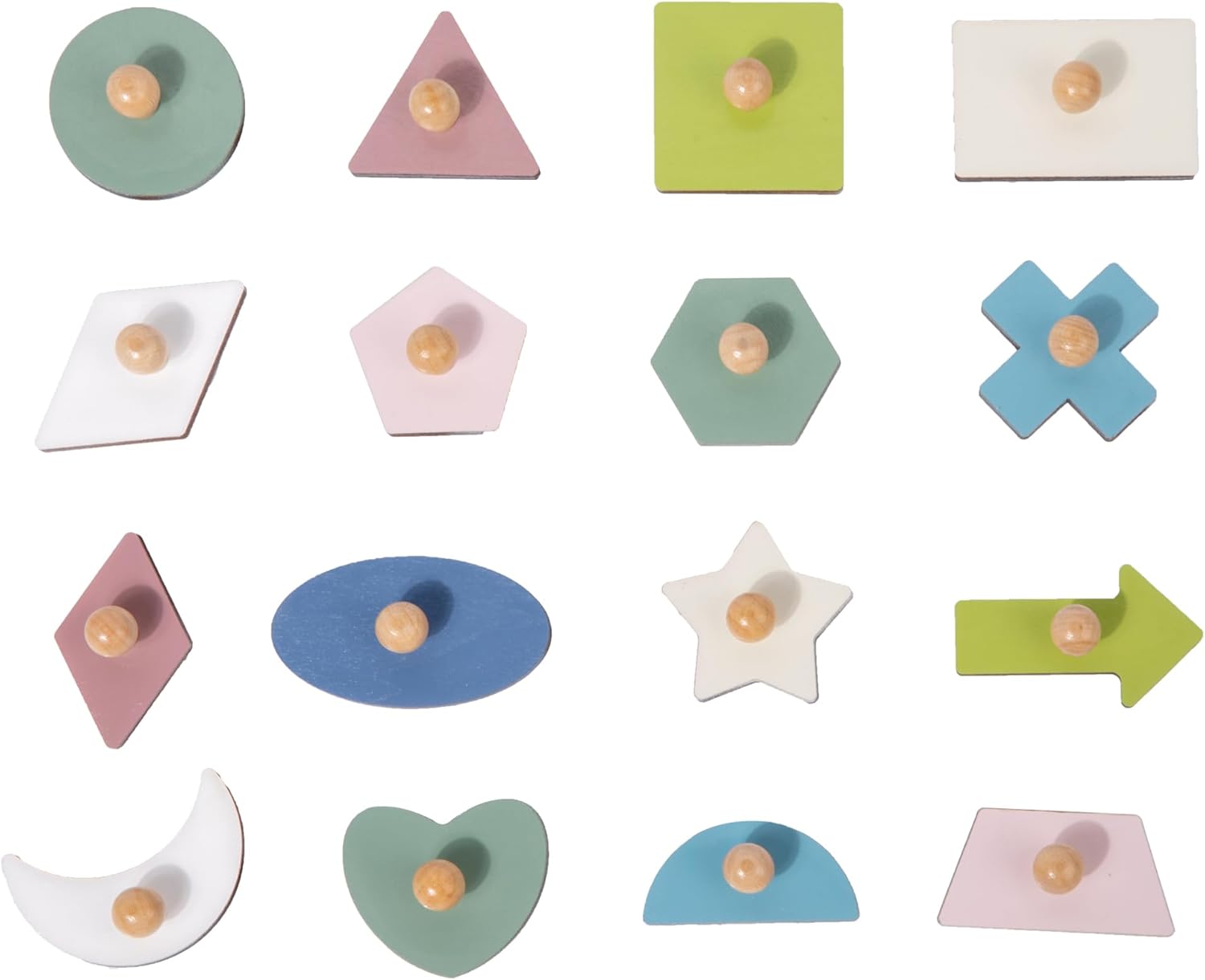 Adena Montessori 16 Piece Wooden Shape Peg Puzzle 1