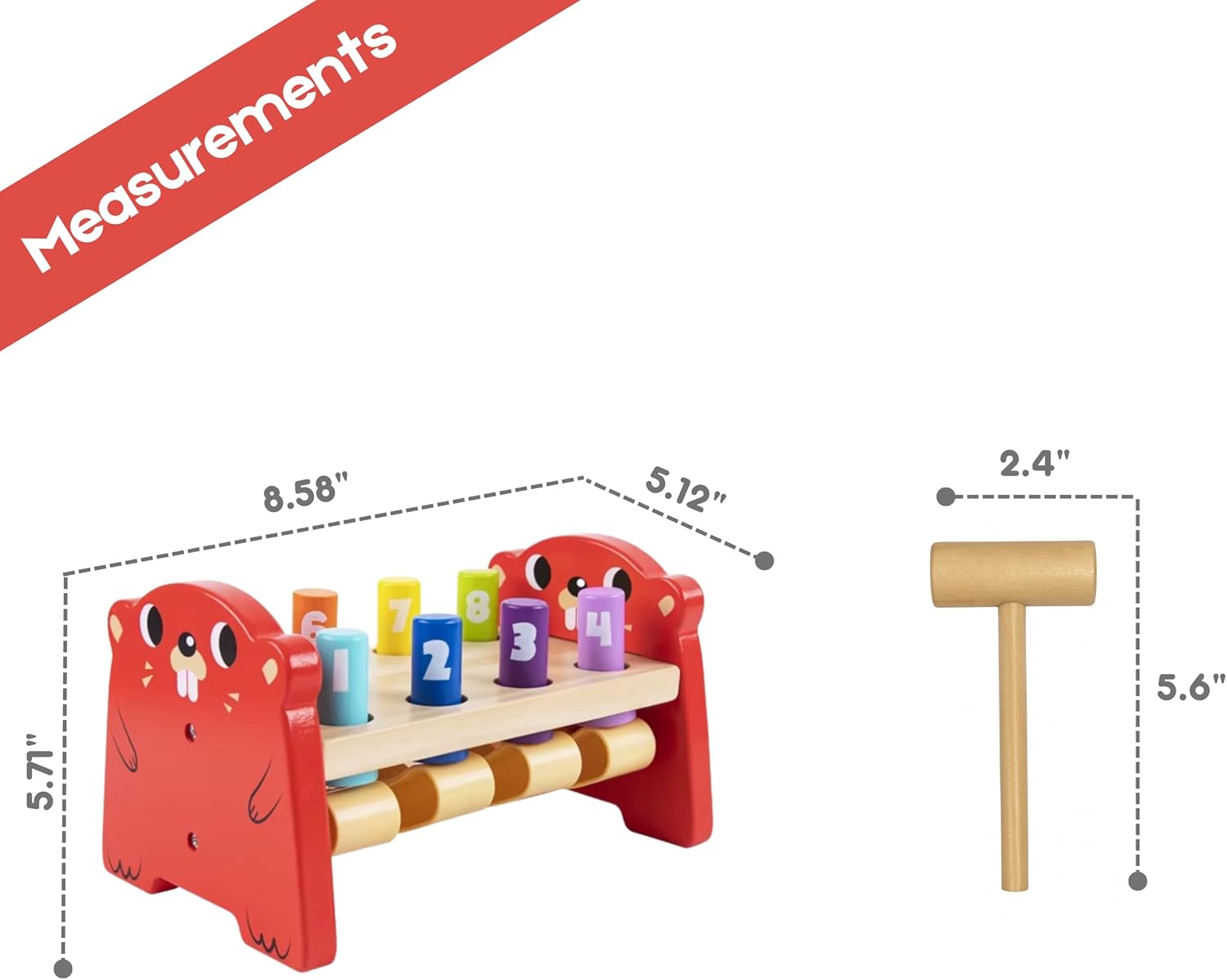 TOYSTERS Wooden Whack-a-Mole Toy for Toddlers