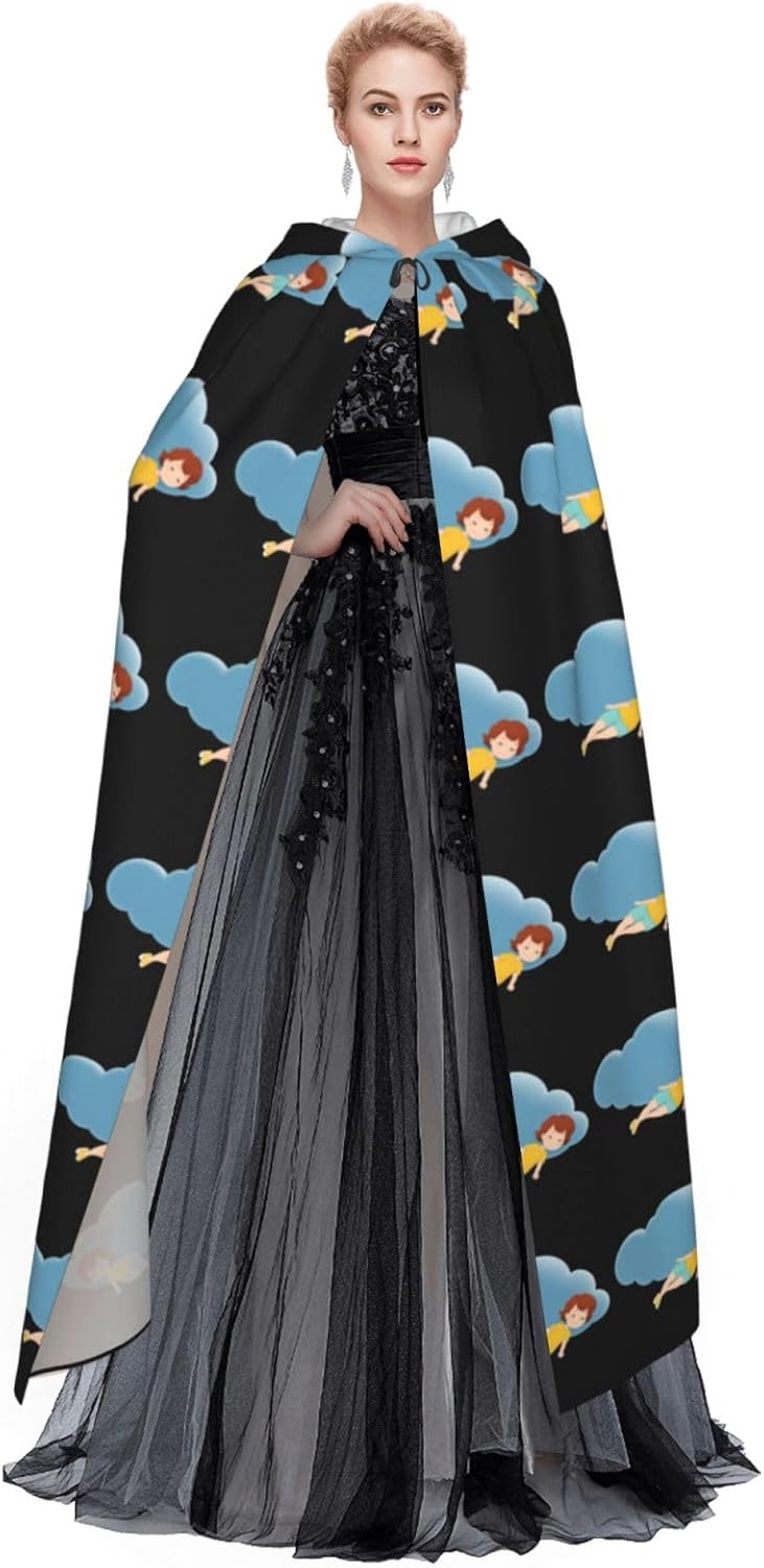 Little Girl on Clouds Prints Hooded Cloak for Halloween