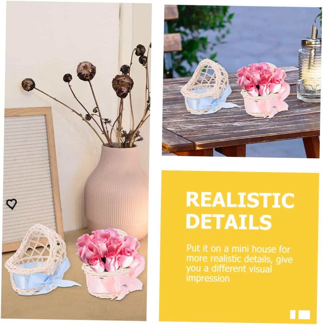 Mini Woven Rattan Baskets for Doll House Decor