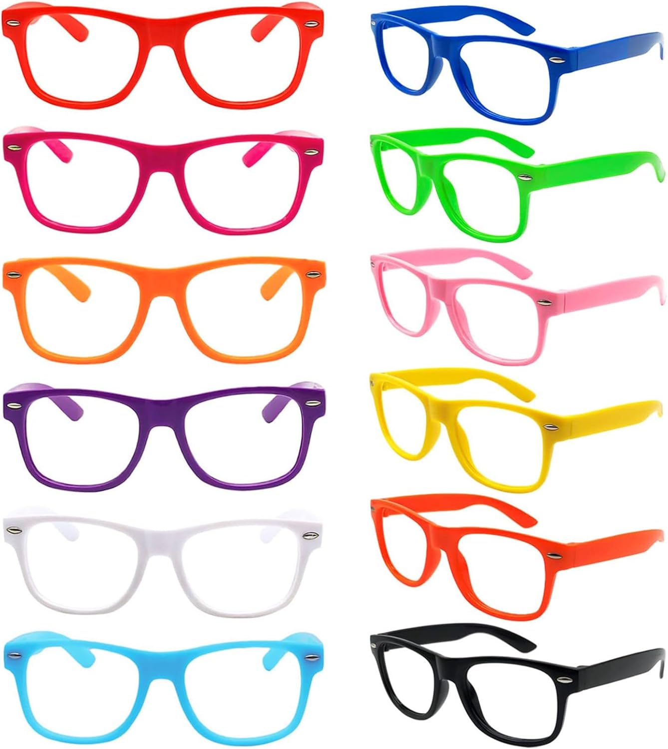 SUNOVELTIES 12 Pack Kids No Lens Neon Glasses