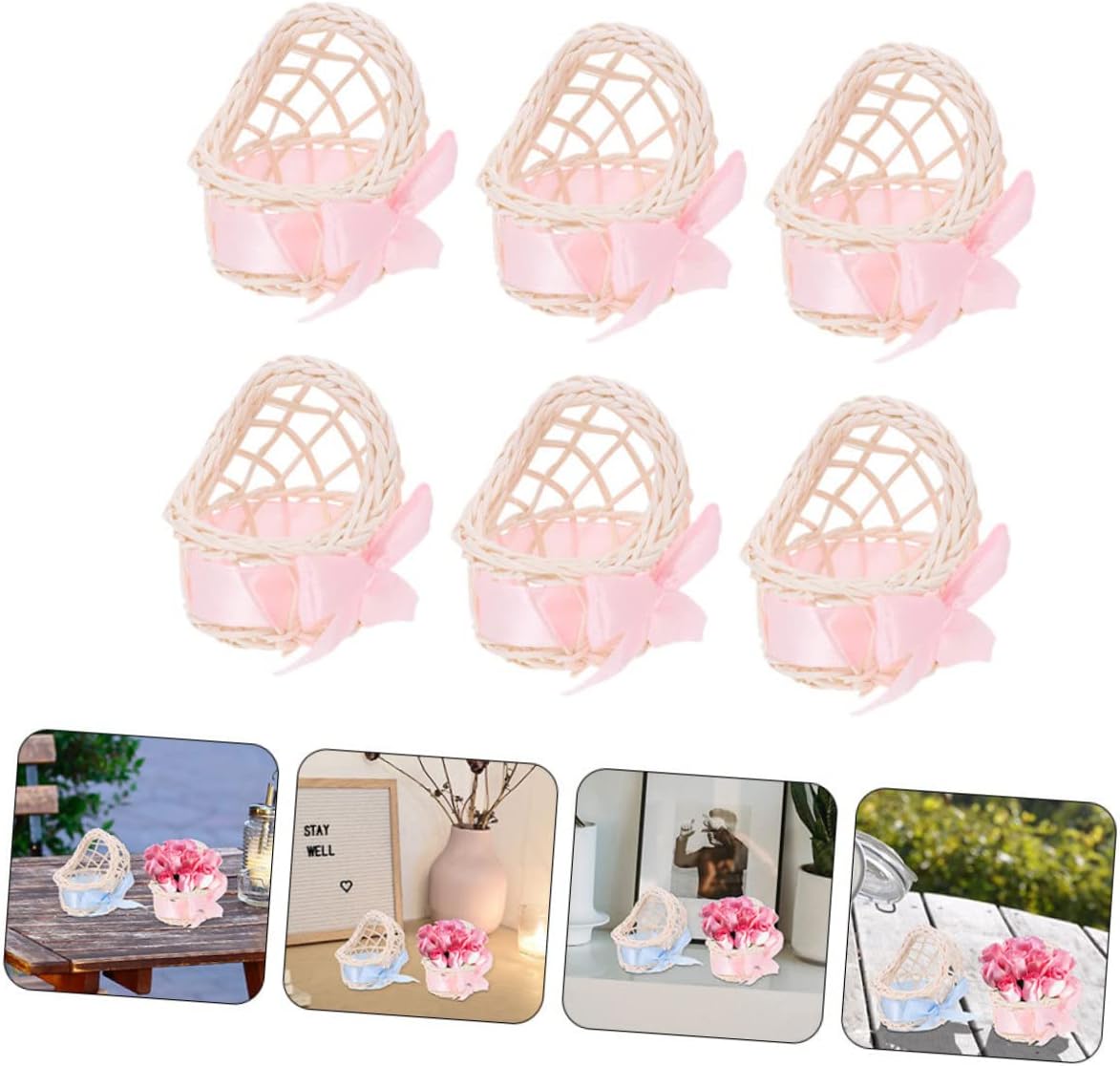 Vaguelly 6pcs Mini Wicker Baskets for Dollhouse Decor 1