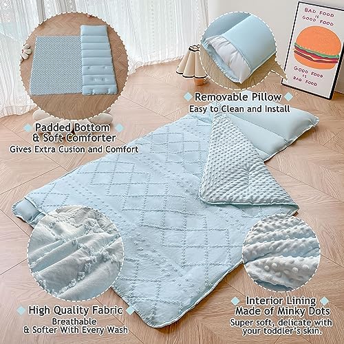 VIVILINEN Tufted Toddler Nap Mat with Pillow for Kids