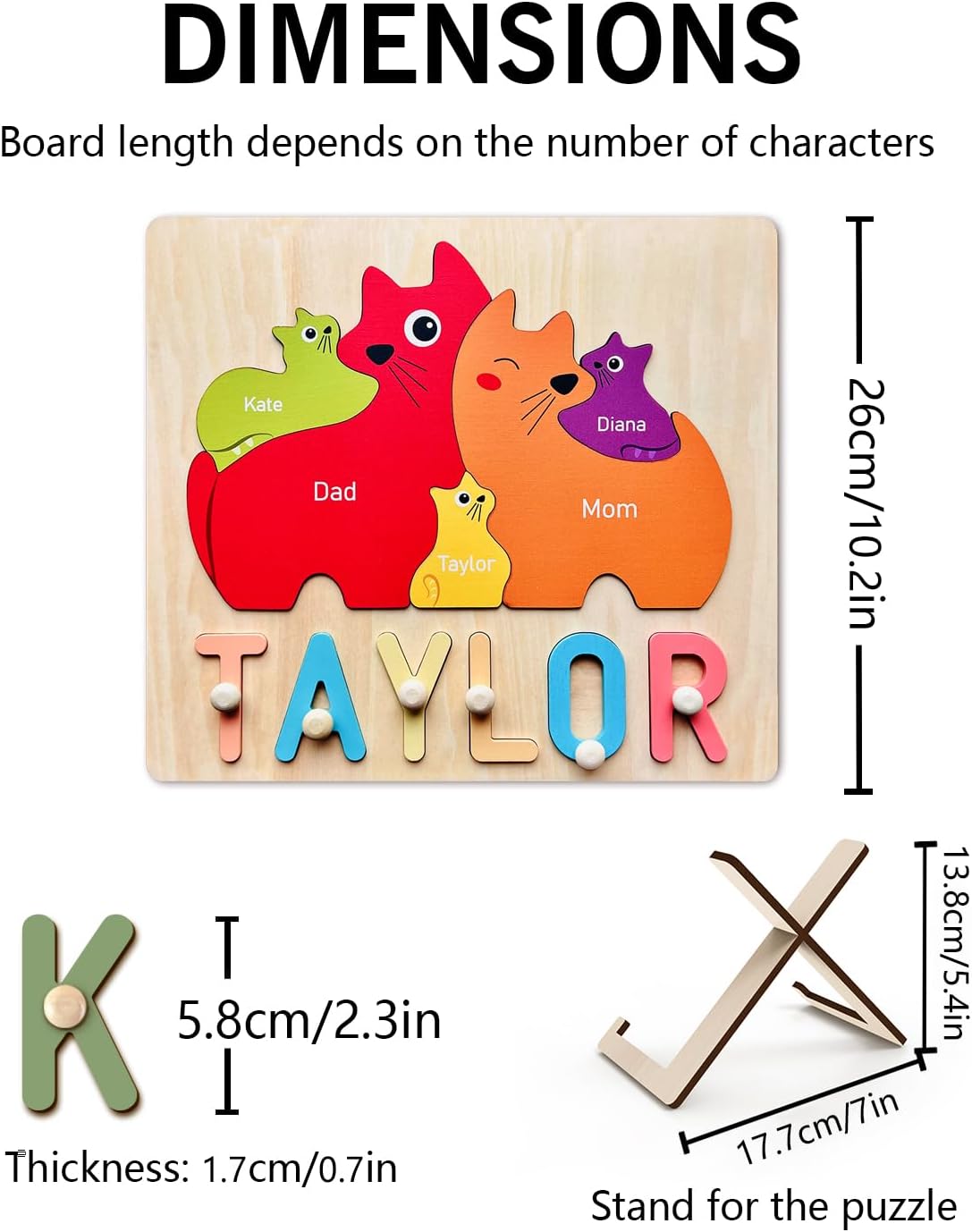Personalized Baby Name Puzzle with Cats Design