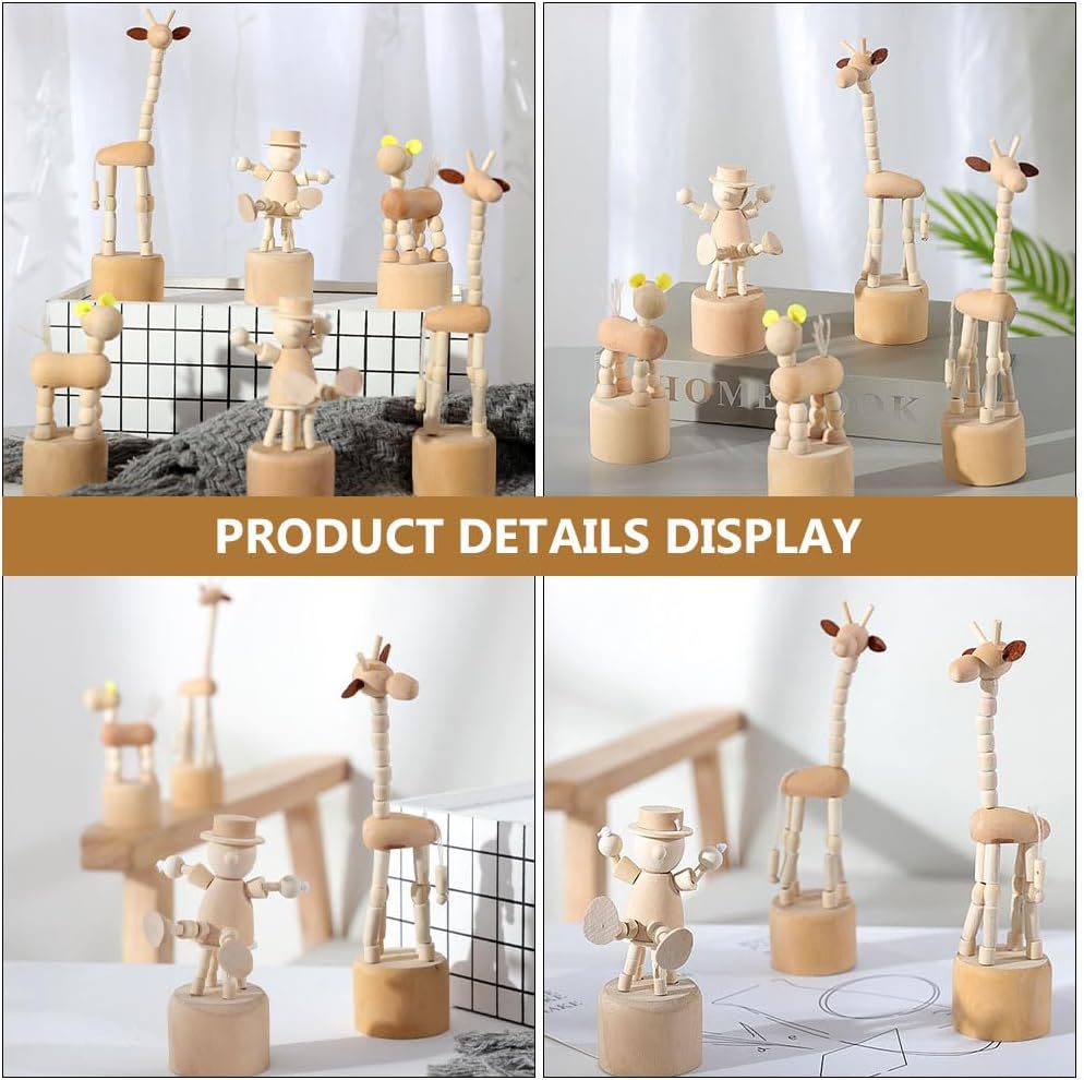 3Pcs Wooden Finger Puppets for DIY Crafts and Decor