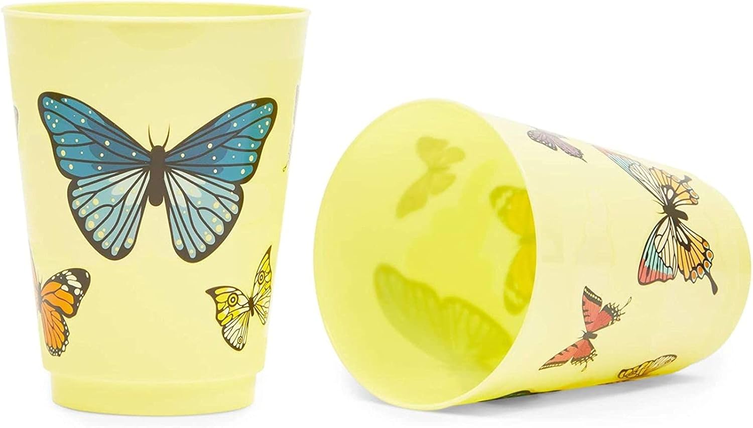 Yellow Butterfly Plastic Cups 16 oz 16 Pack