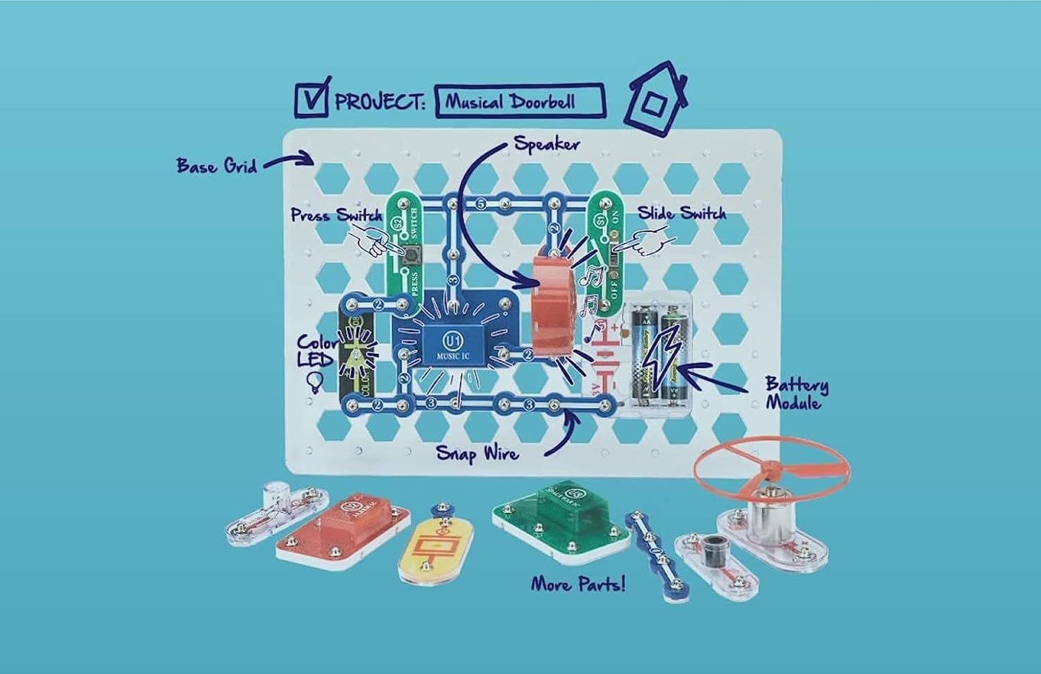 Snap Circuits Jr SC-100 Electronics Kit for Kids 8