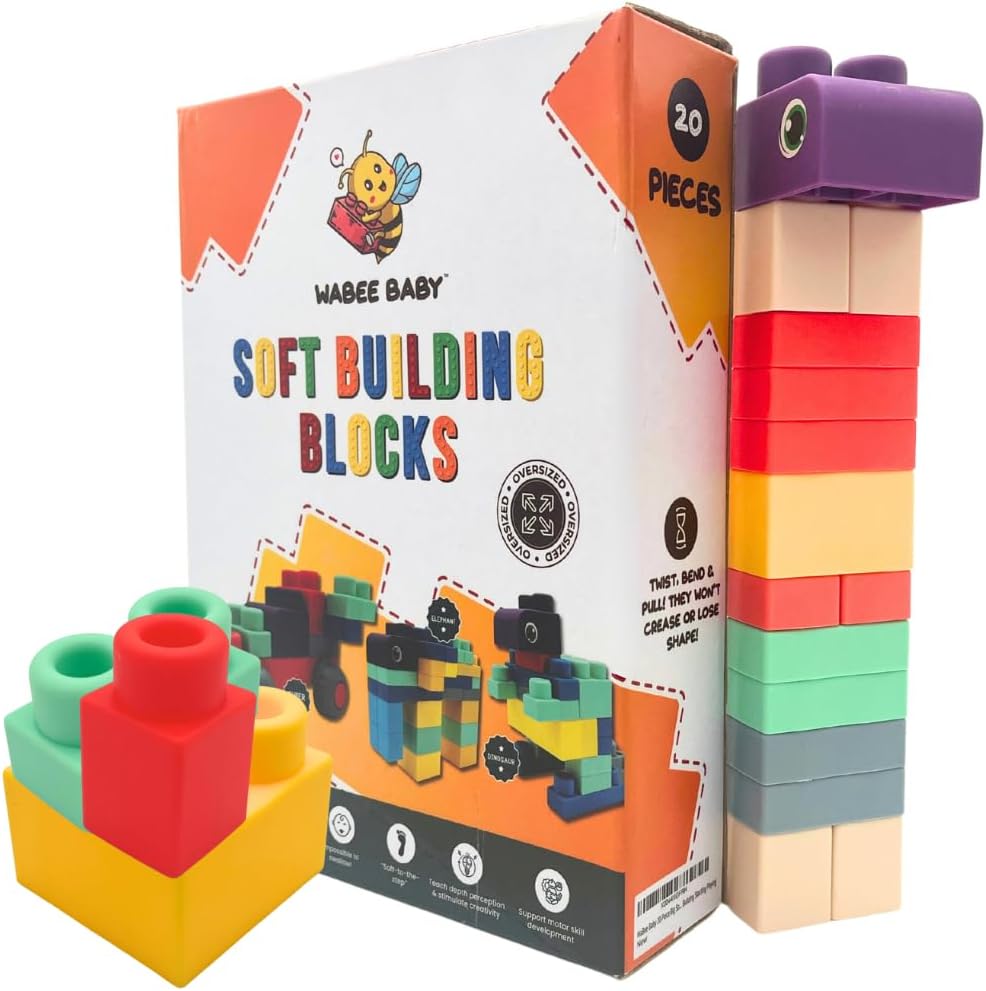 WaBee Baby Large Soft Building Blocks 20-Piece for Toddlers