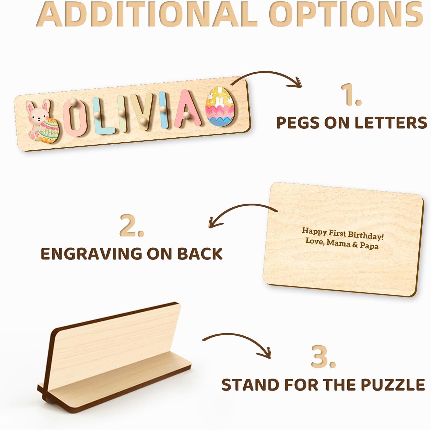 Customizedbee Personalized Wooden Name Puzzle for Toddlers