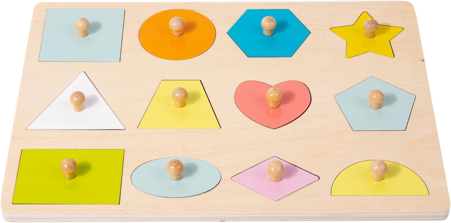 Adena Montessori Shape Peg Puzzle Set 12 Pieces