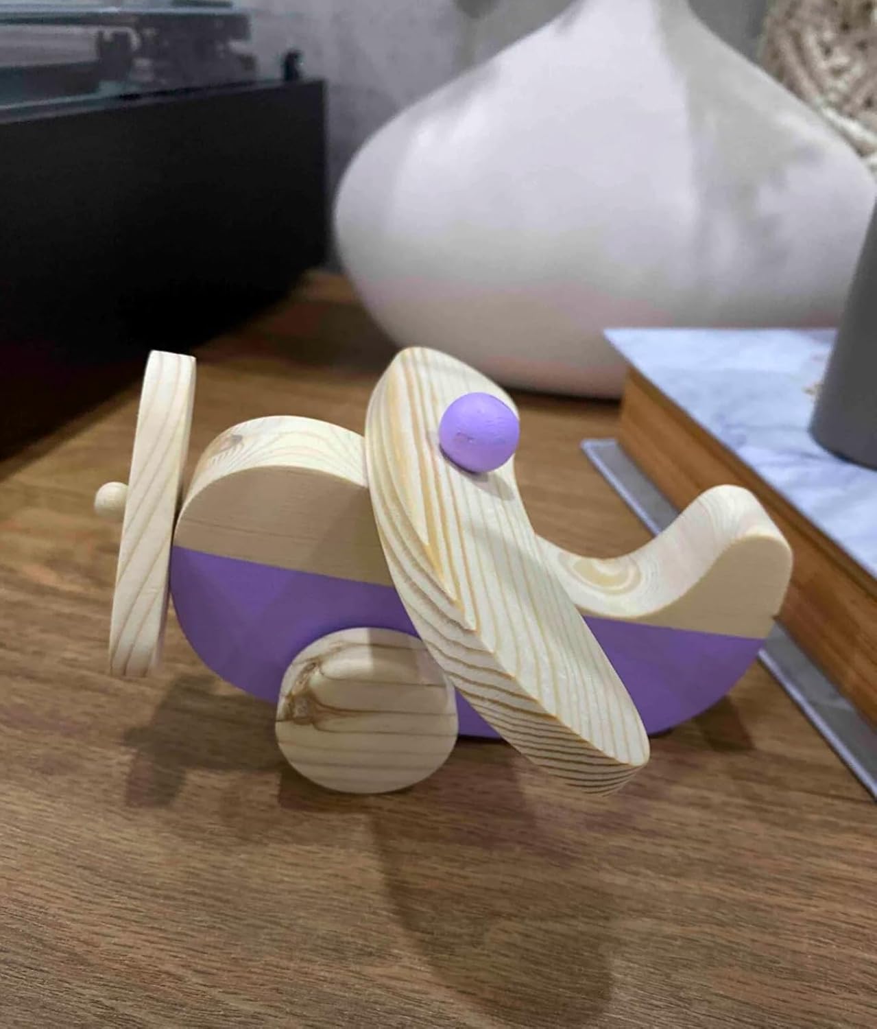 Cute Wooden Airplane Toy for Toddlers Handmade and Natural