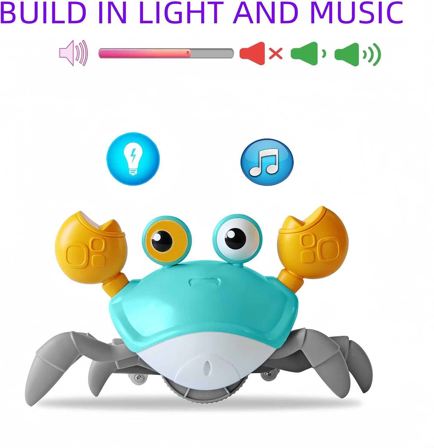 Crawling Crab Baby Toy with Sensors and Lights Green