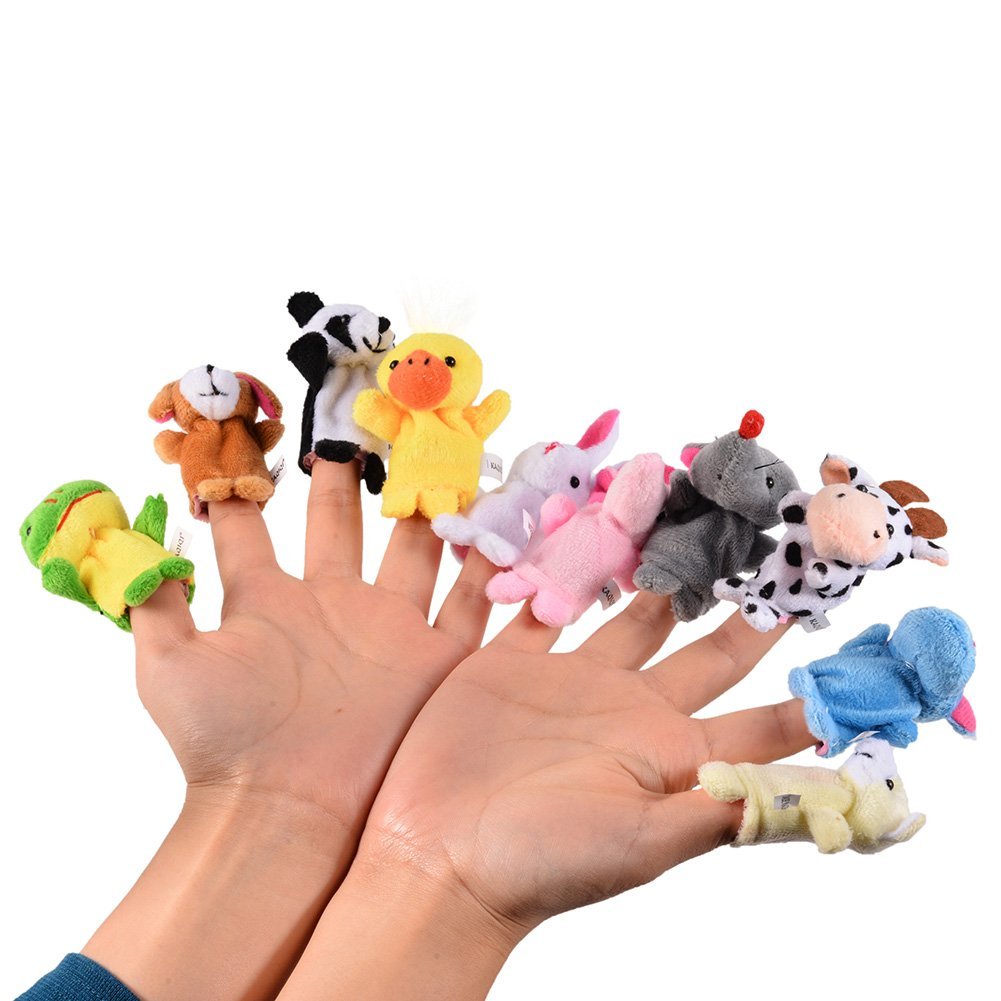 Acekid 10pcs Soft Velvet Animal Finger Puppets for Toddlers