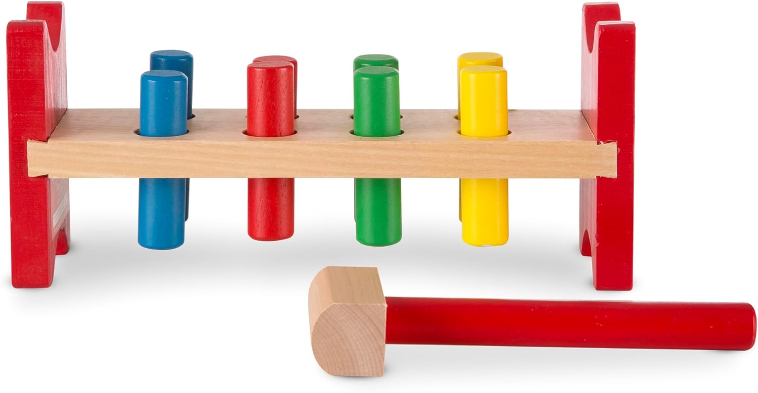 Melissa Doug Deluxe Wooden Pound-A-Peg Toy With Hammer 1