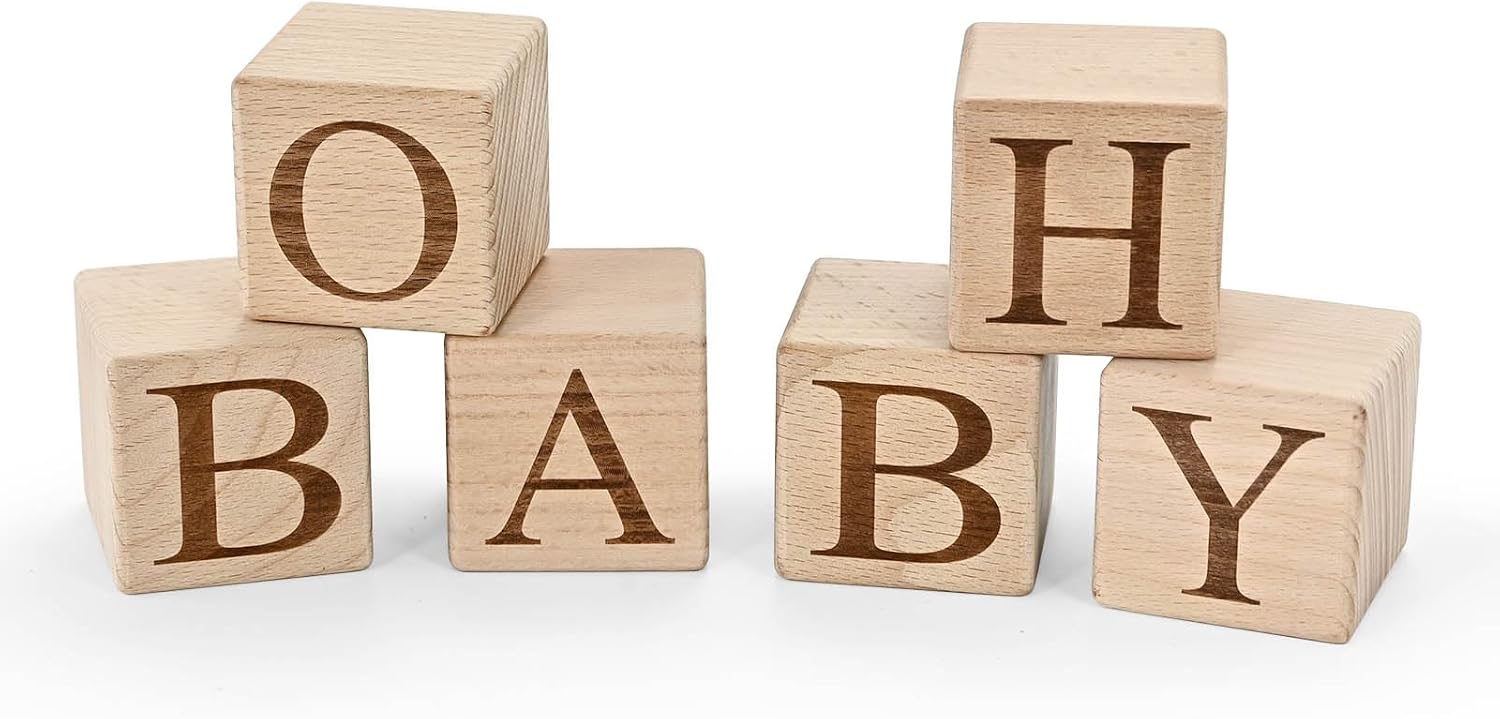 OH BABY Sign Wooden Blocks 2 - Baby Shower Gender Reveal