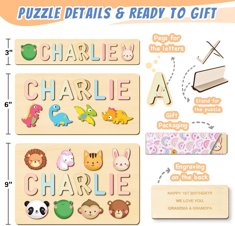 Custom Wooden Name Puzzle for Kids - Montessori Toy