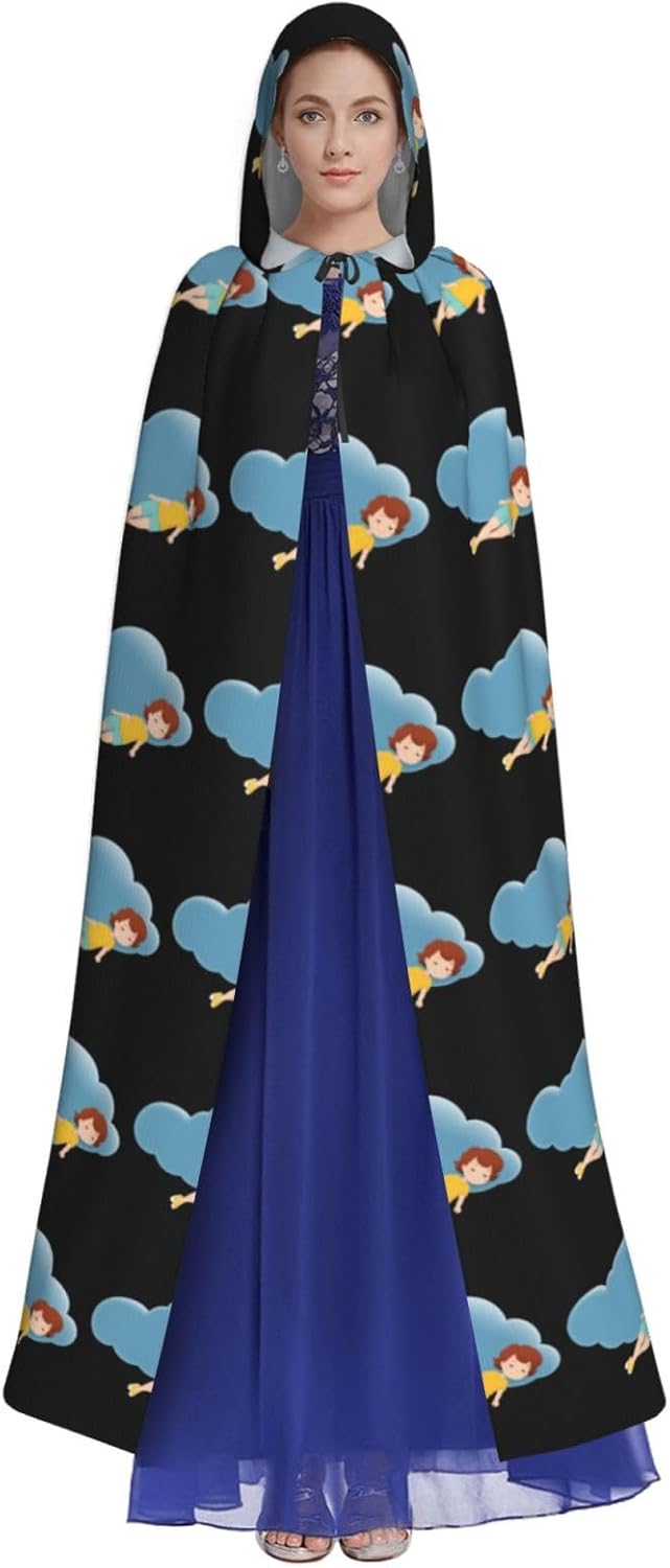 Little Girl on Clouds Prints Hooded Cloak for Halloween