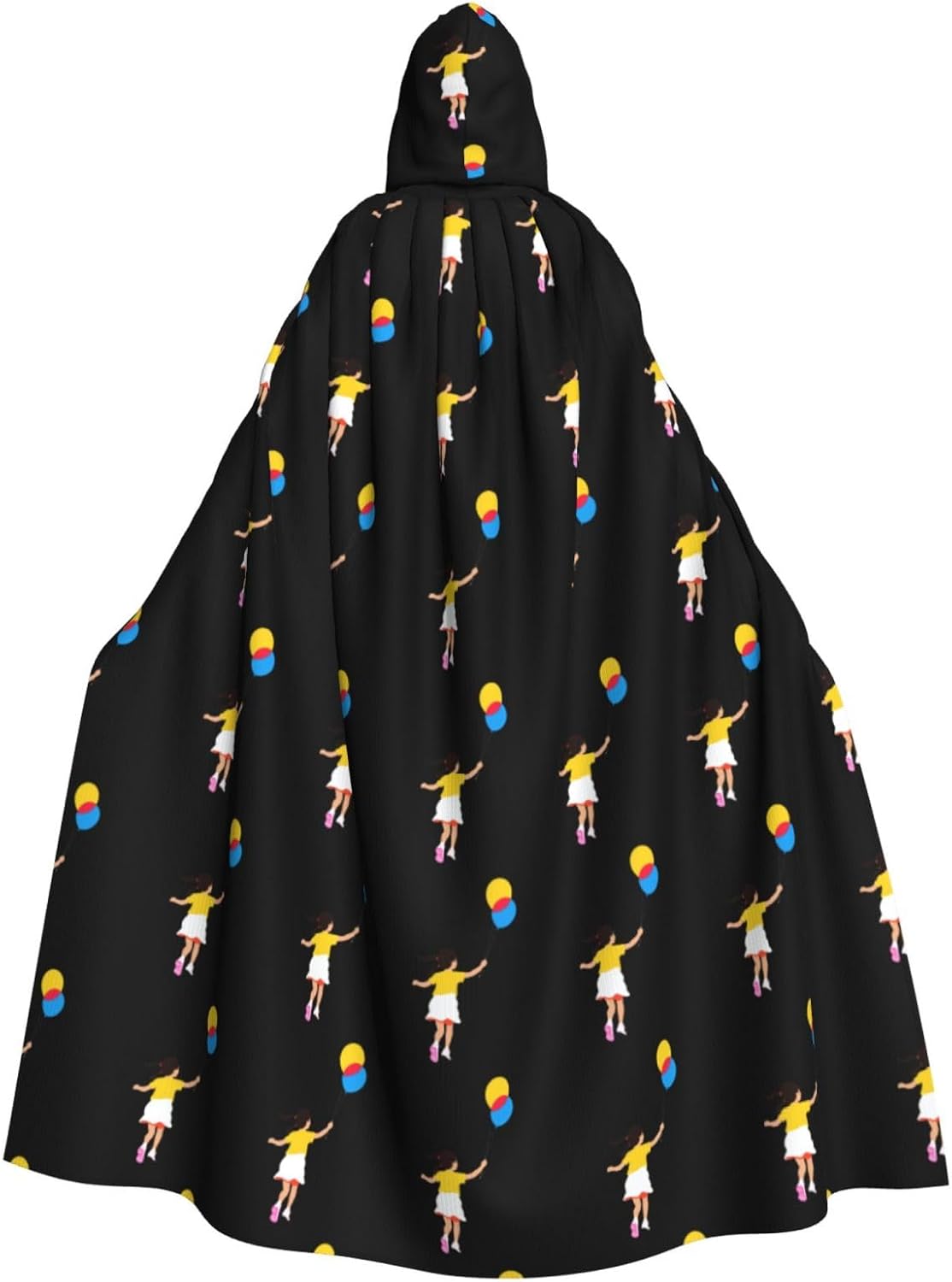 Little Girl Running with Balloons Halloween Hooded Cloak