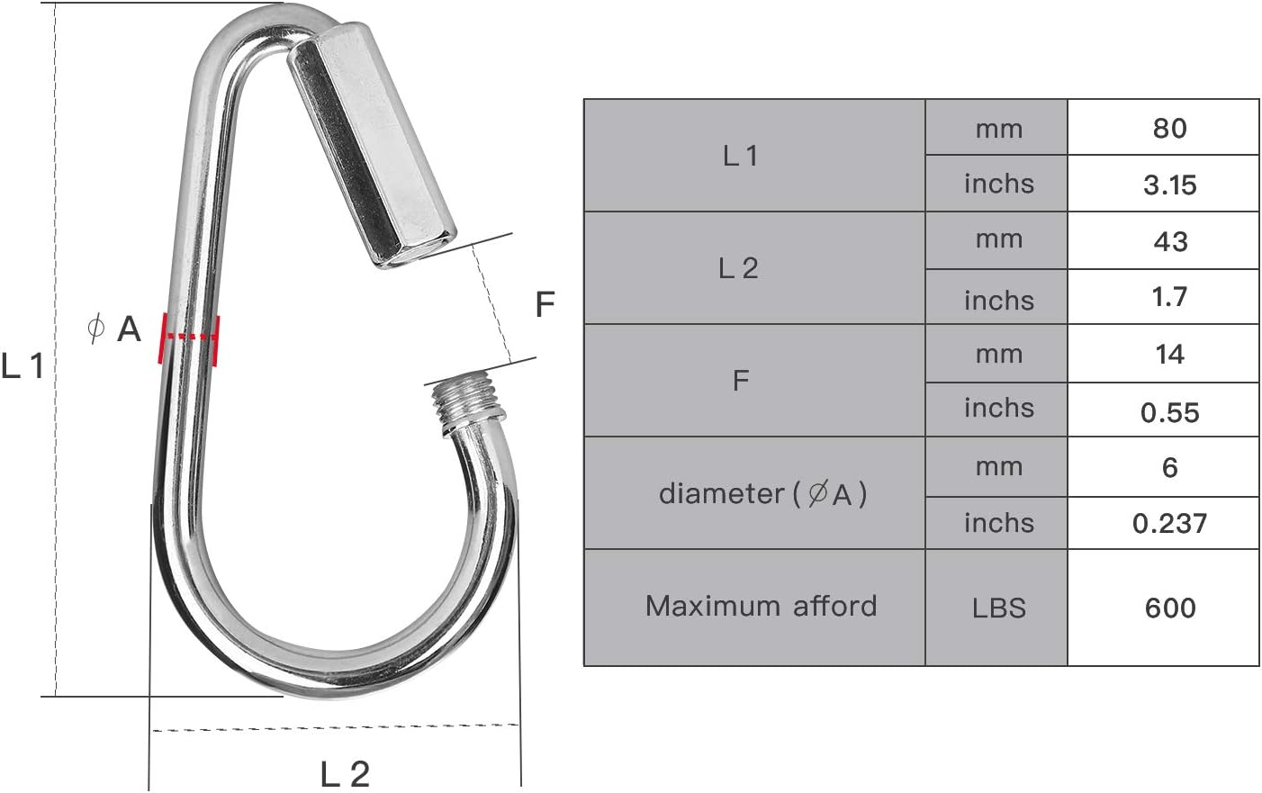 AGPtek Quick Link Snap Hook Carabiner Connector for Play Sets