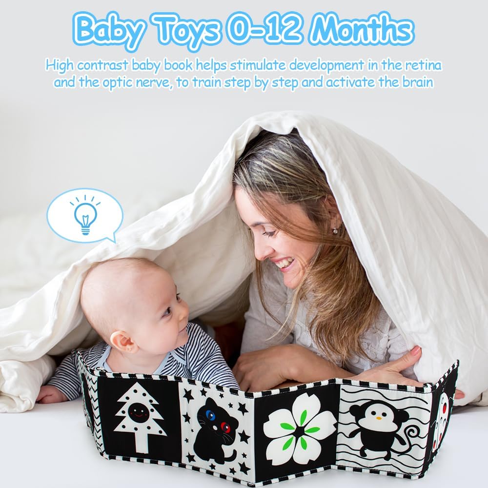 Cawgug High Contrast Baby Book for Tummy Time Development