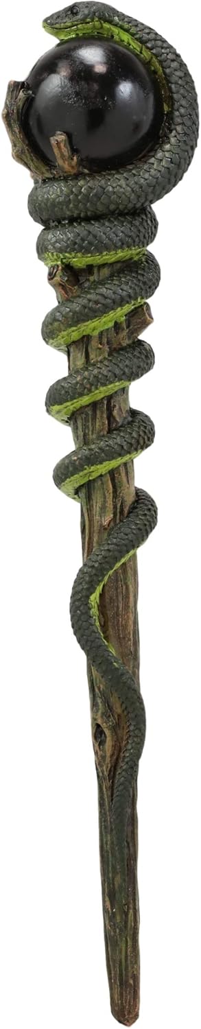Ebros Magic Wand Nagini Black Orb Snake Decor 1