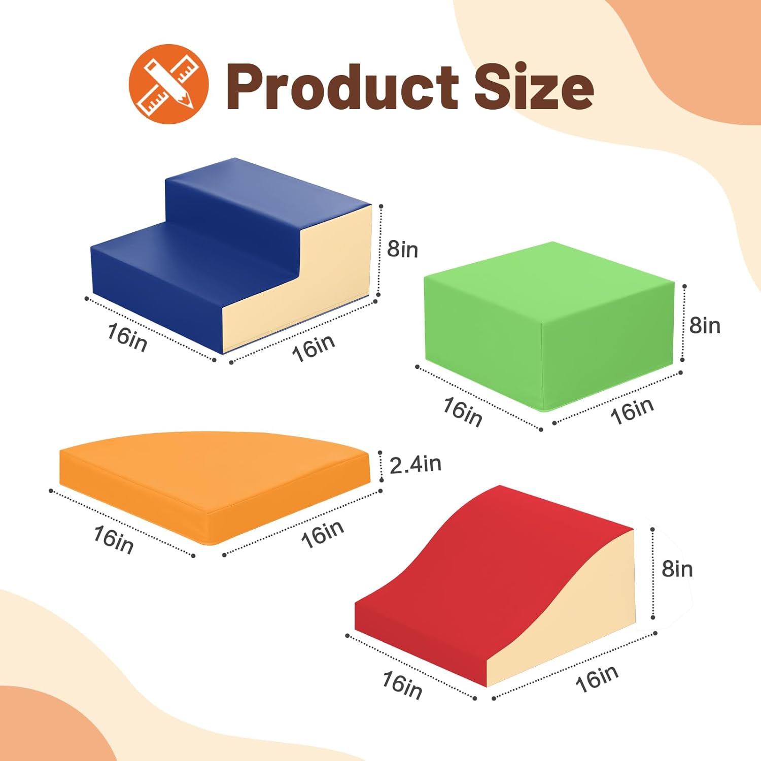 4-Piece Soft PU Leather Toddler Climbing Set