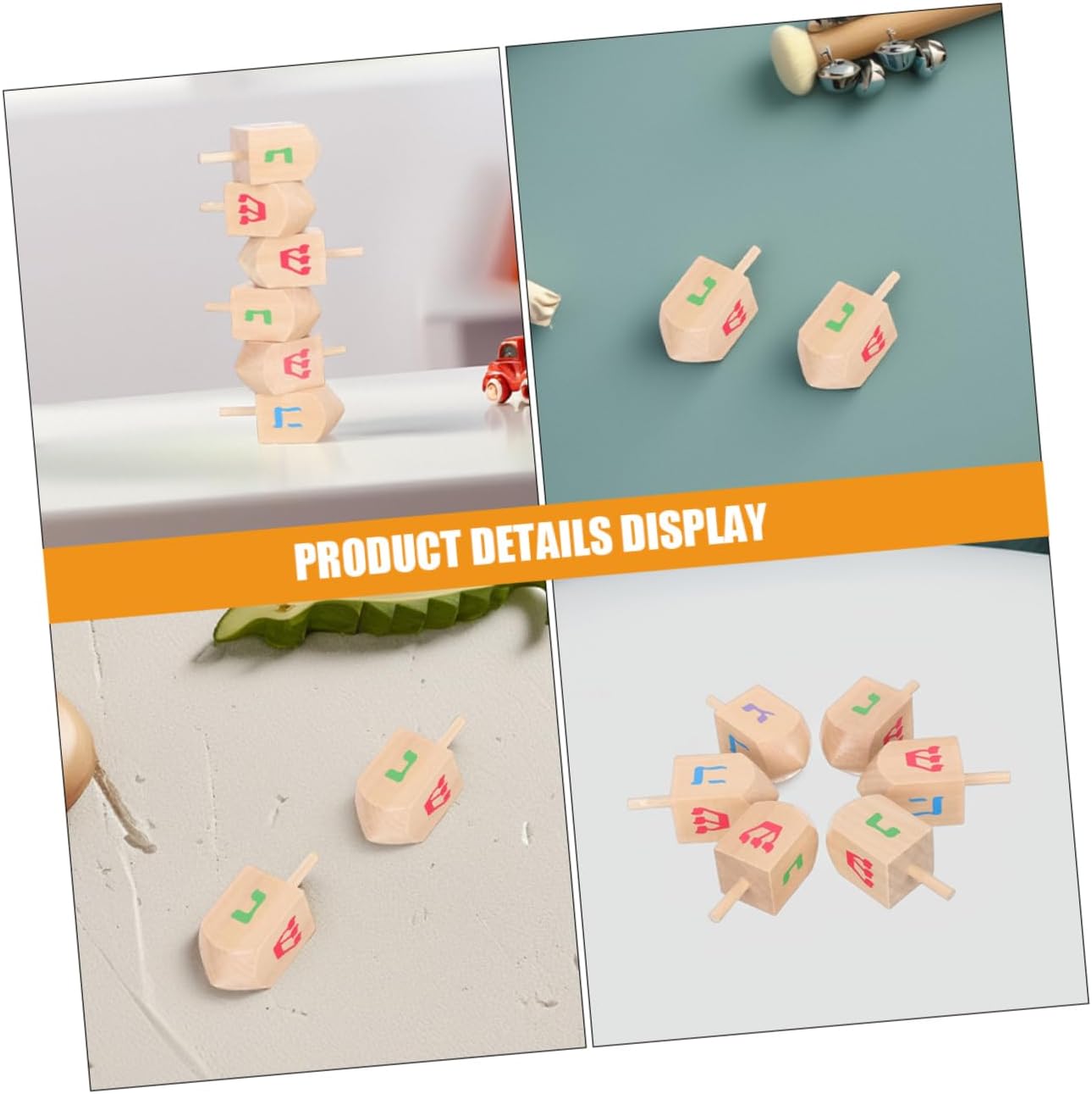 Vaguelly Hanukkah Decorations Wooden Gyroscope Toys for Babys Party