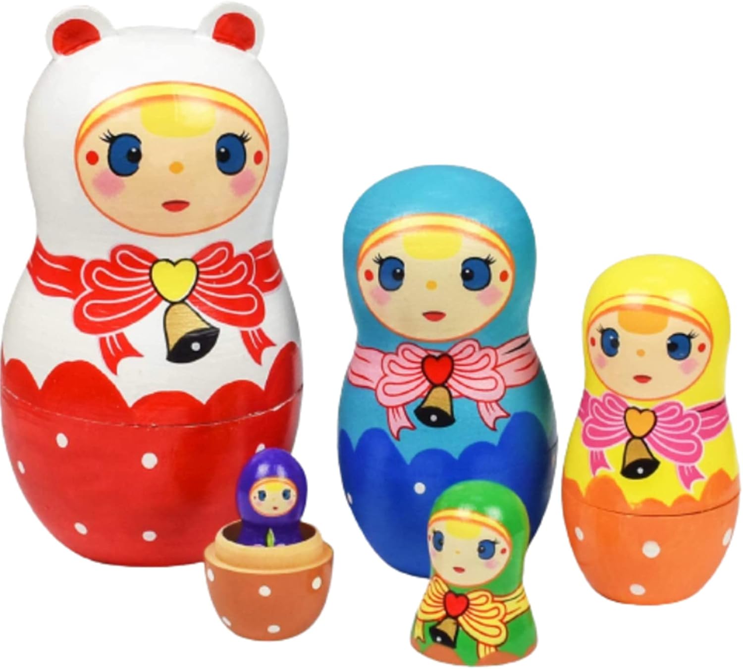 Sezrgiu Russian Matryoshka Wooden Nesting Dolls Set 5PCSBaby Son Pattern