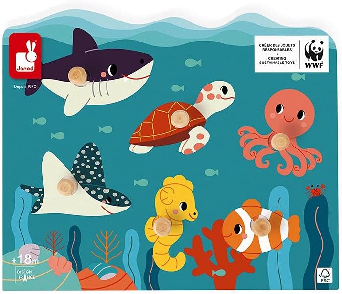 Janod Ocean Puzzle for Toddlers 7 Pieces Ages 18 Months