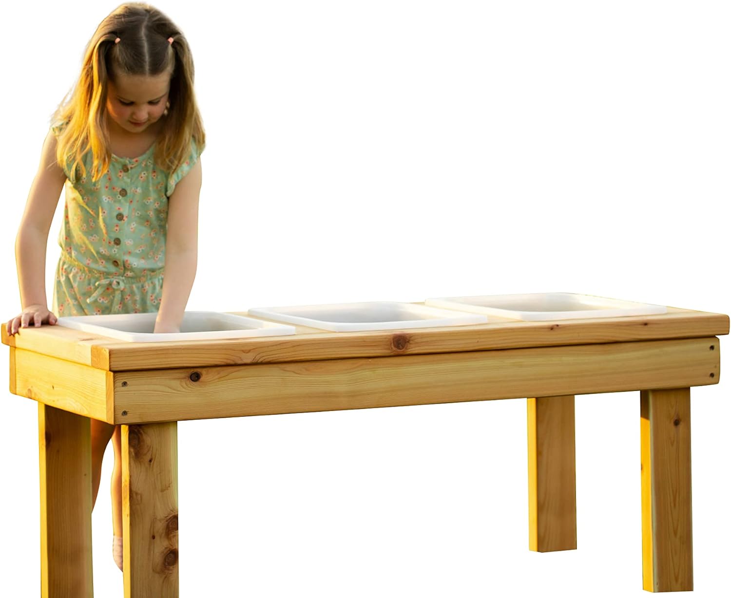 Noble Wooden Toy Co Triple Bin Sensory Table for Toddlers