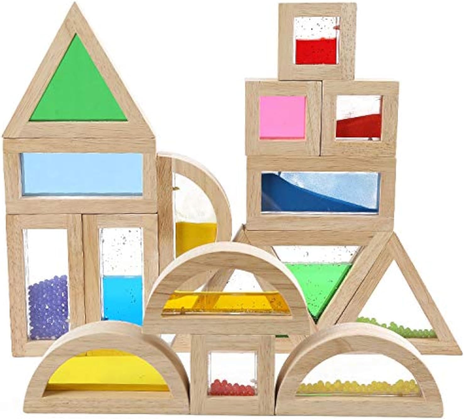 Kvintes Large Wooden Rainbow Blocks 16 Pcs Set