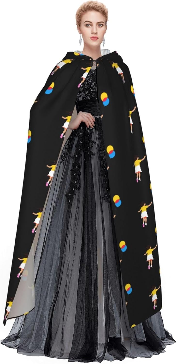 Little Girl Running with Balloons Halloween Hooded Cloak