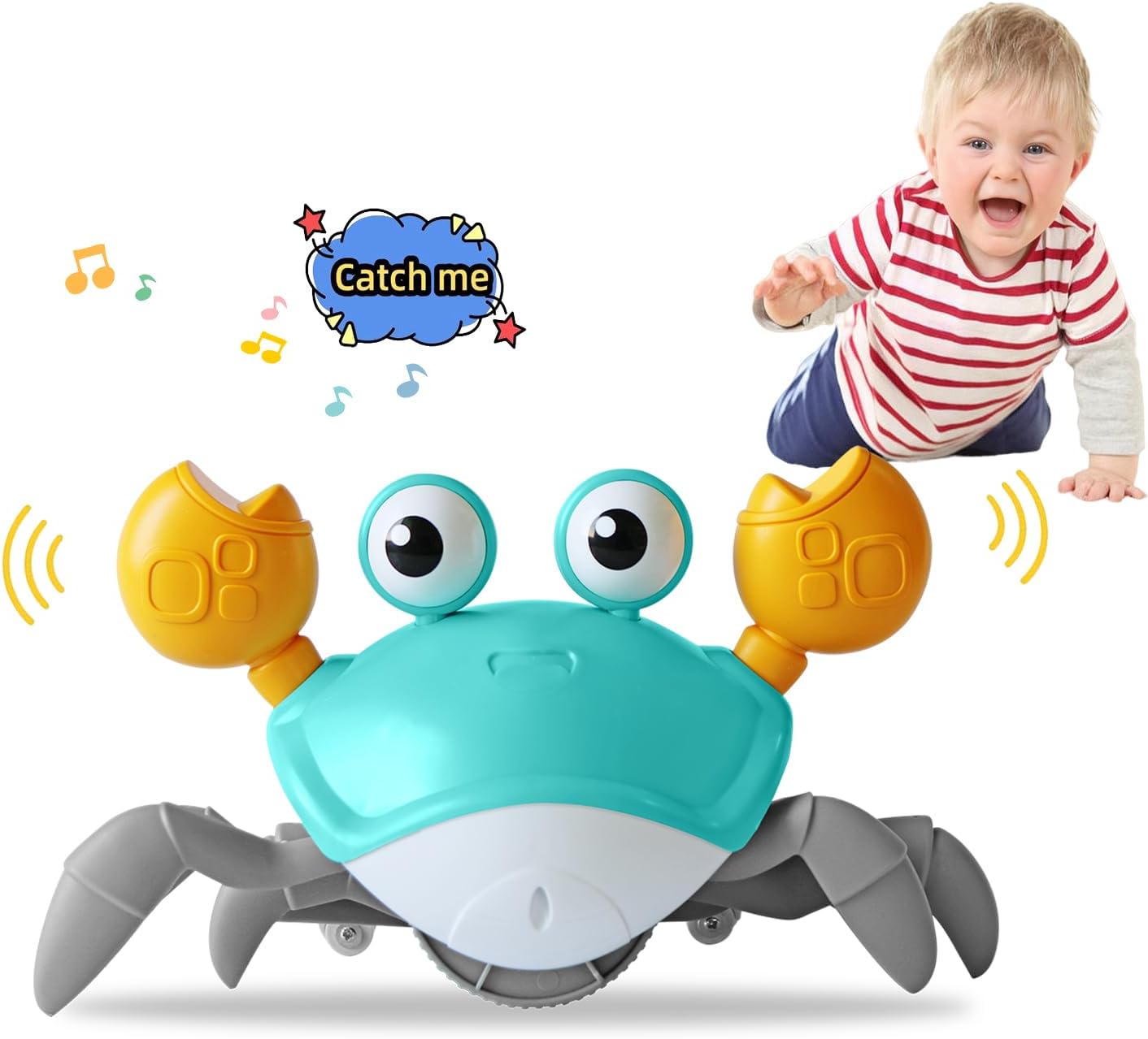 Crawling Crab Baby Toy with Sensors and Lights Green