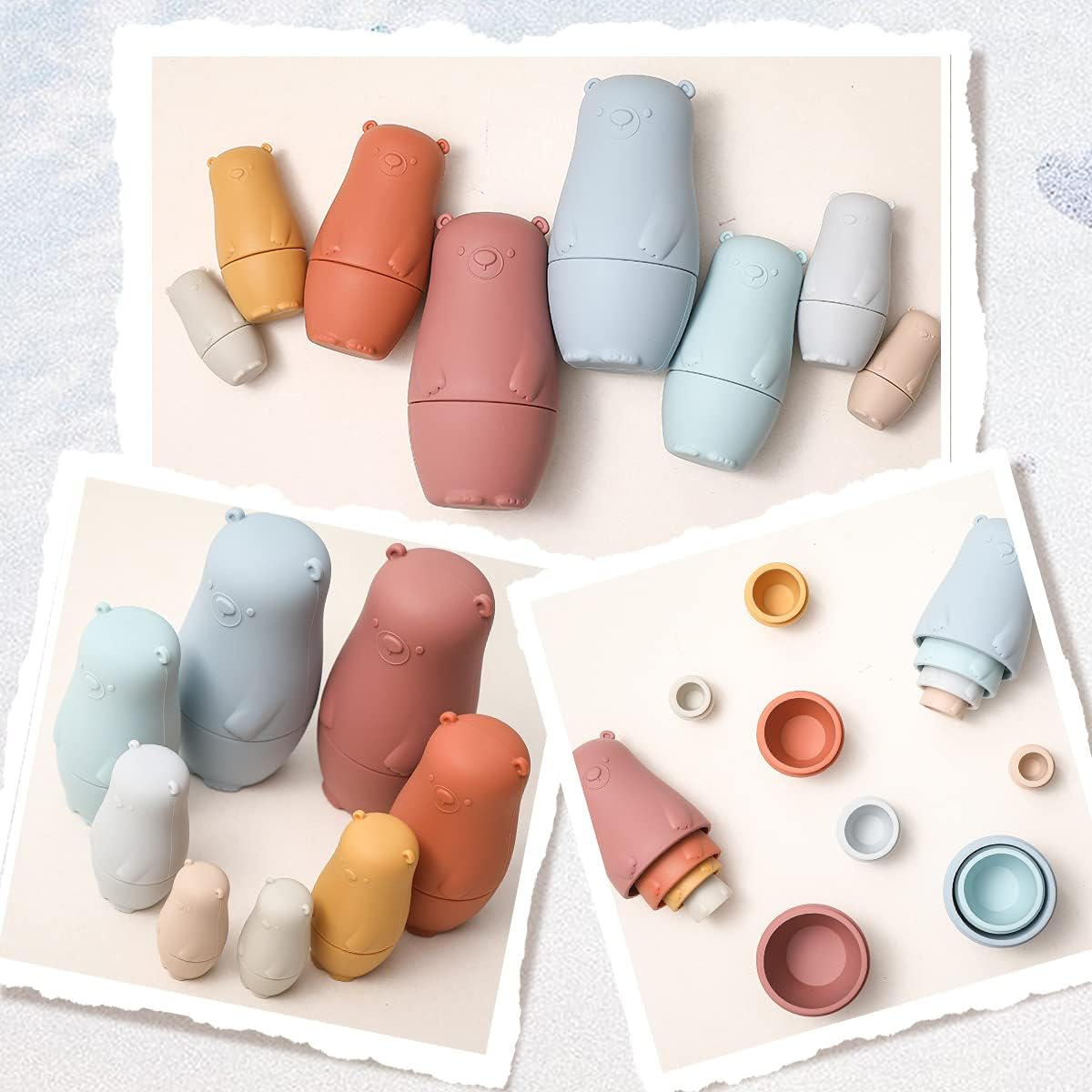OESSUF Russian Bear Nesting Dolls Montessori Toy Set