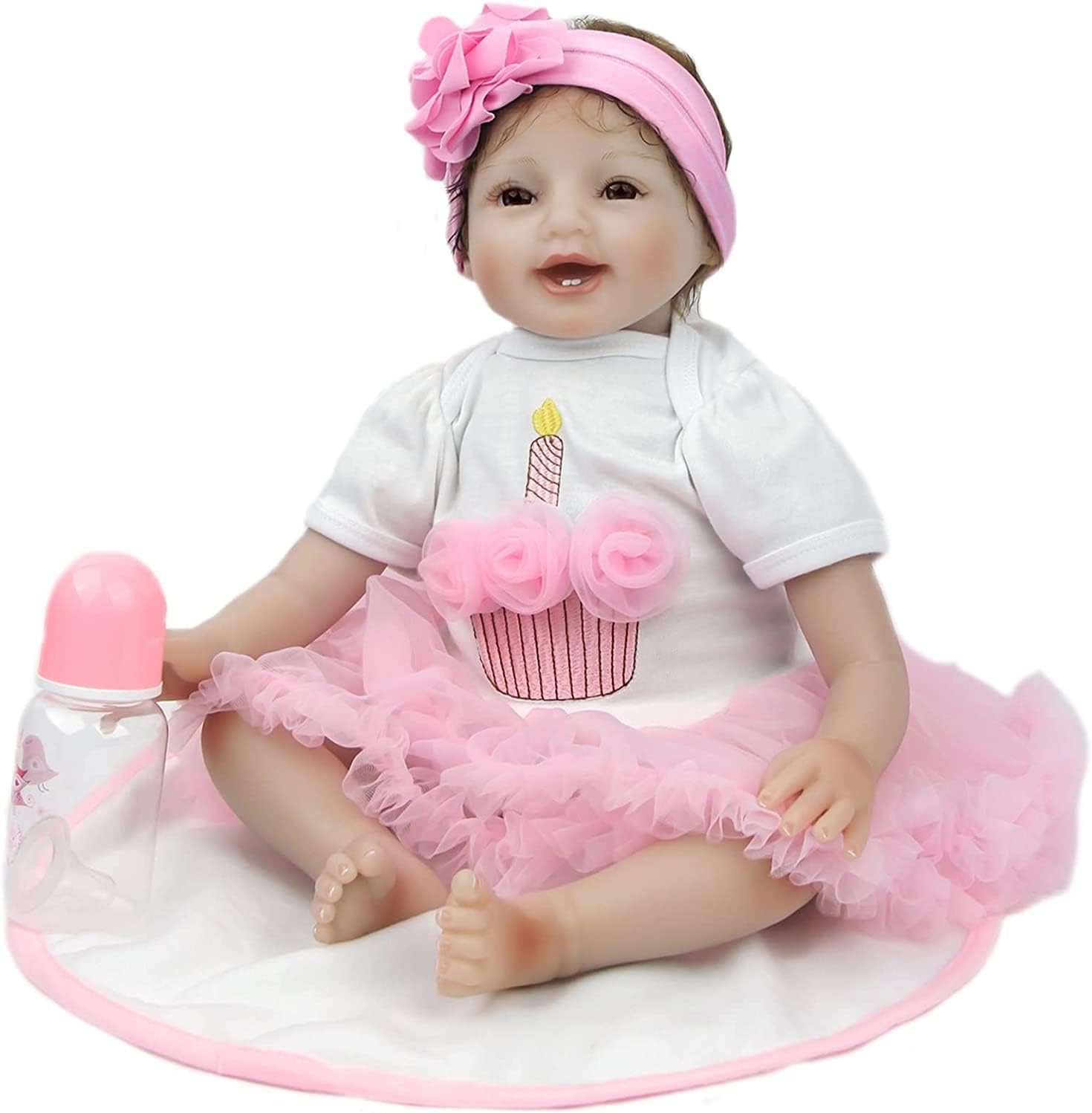 MAIHAO Reborn Baby Doll Pink Crown Dress