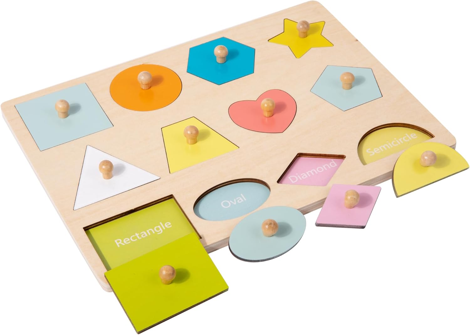 Adena Montessori Shape Peg Puzzle Set 12 Pieces