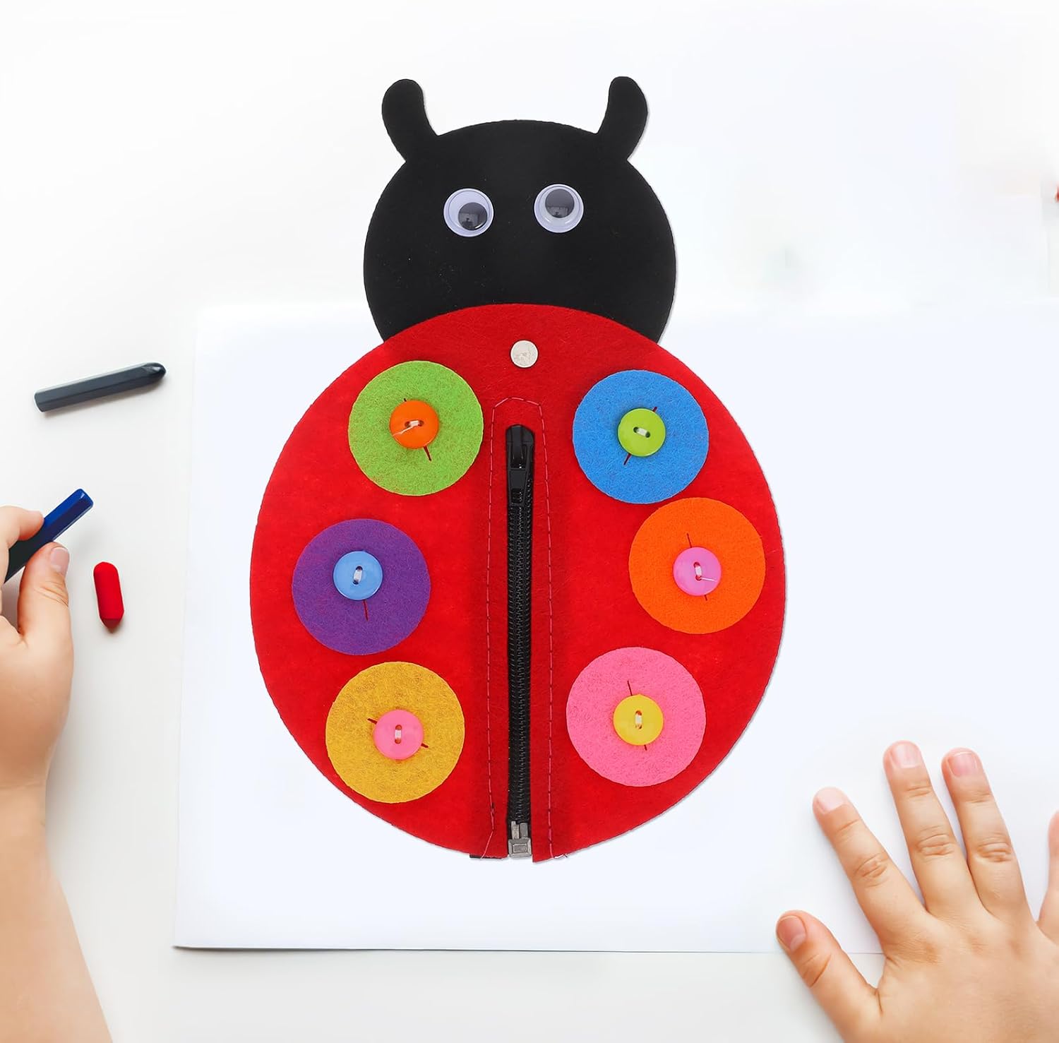 SUPVOX Felt Ladybird Zipper DIY Craft Kit for Kids