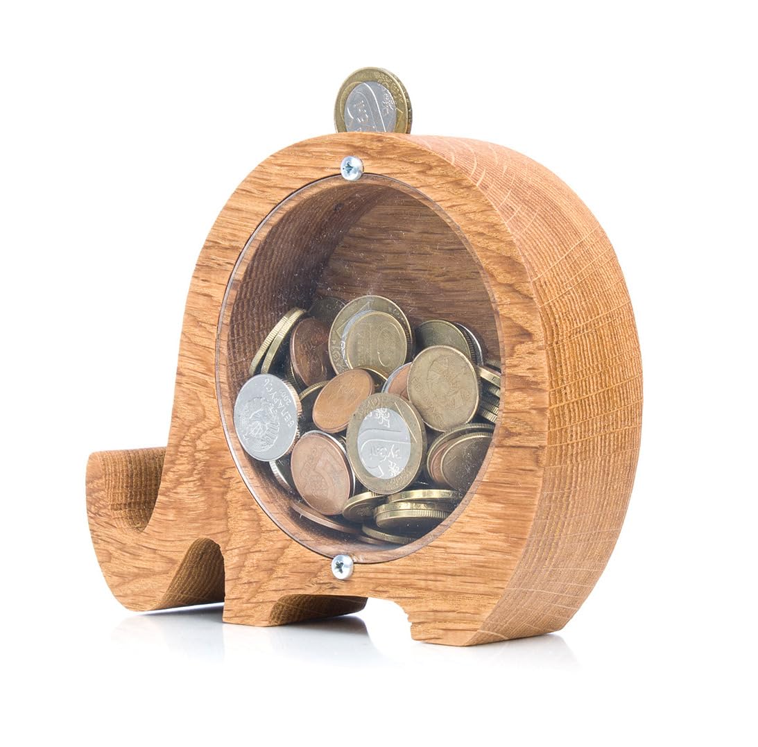 Wooden Elephant Piggy Bank - 3 Sizes for Kids