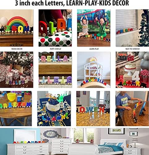 Large Handmade Wooden Name Trains Alphabet Puzzle for Kids
