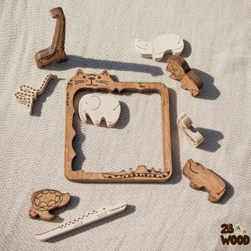 Handmade Wooden Animal Puzzle for Toddlers 3-5