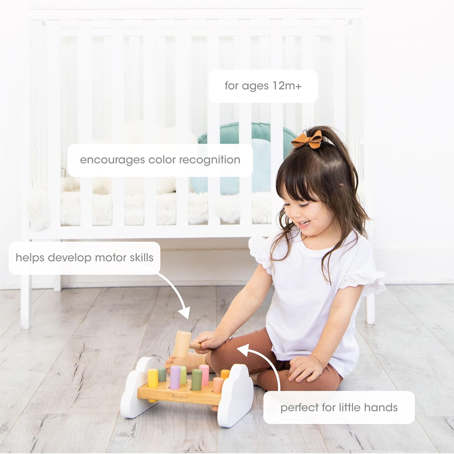 Pearhead Montessori Hammer Bench Toy for Ages 1