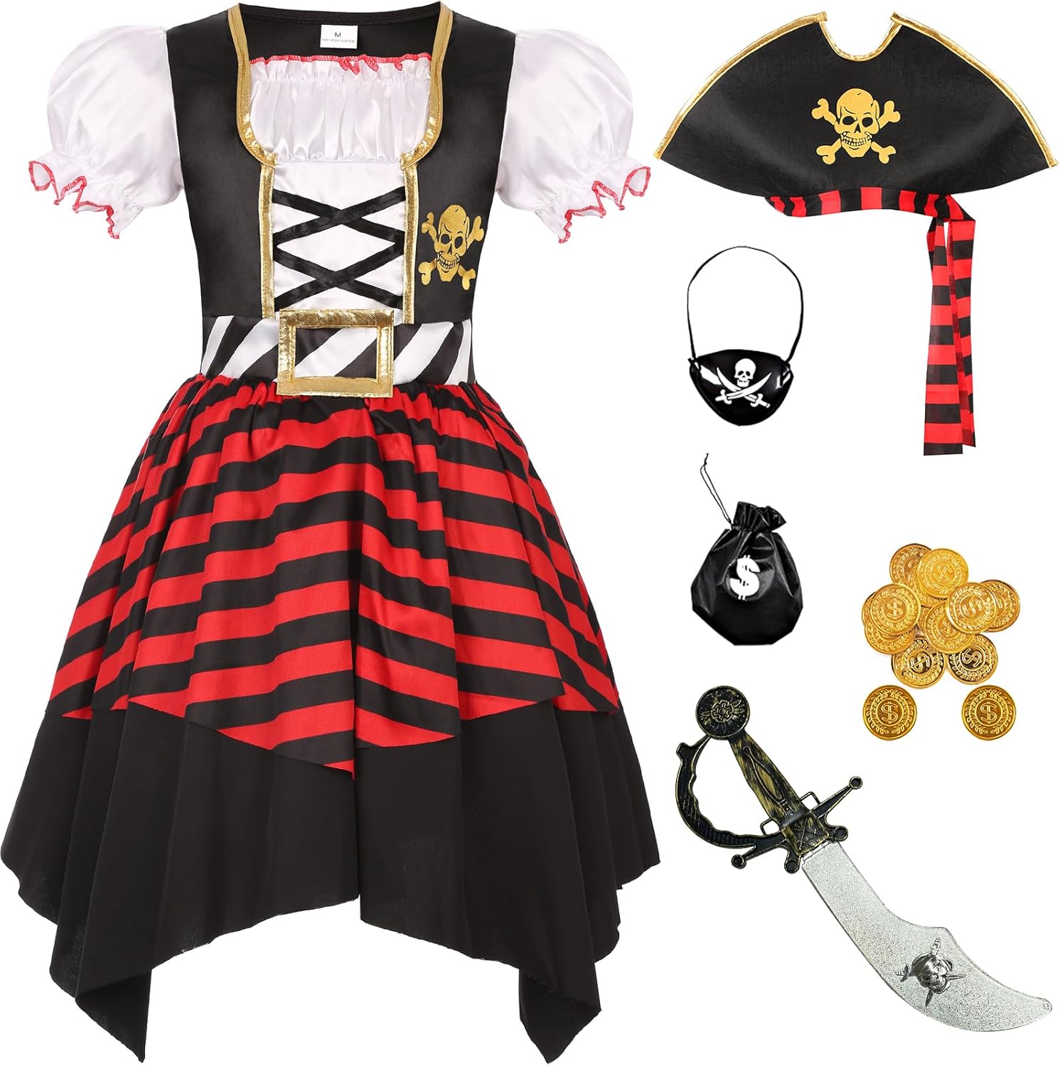 SIZGAROOT Girls Pirate Costume Halloween Party Dress Up