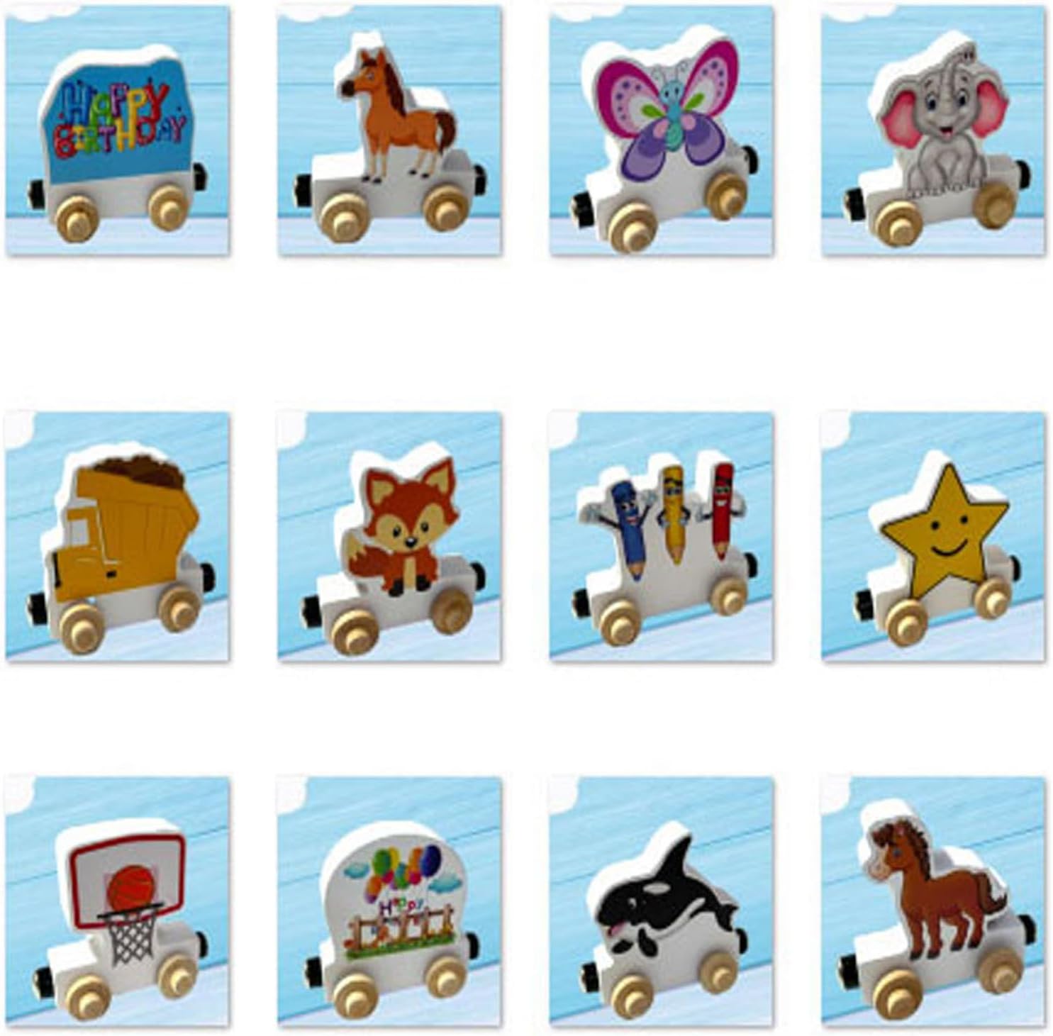 KIDZCO Wooden Character Train Puzzle with Magnets