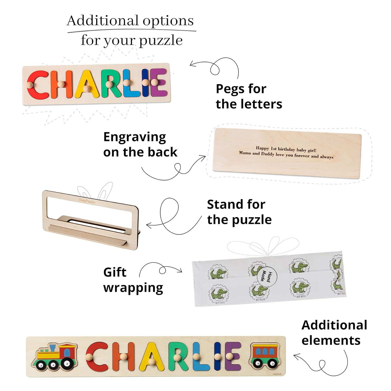 Personalized Wooden Name Puzzle With Pegs