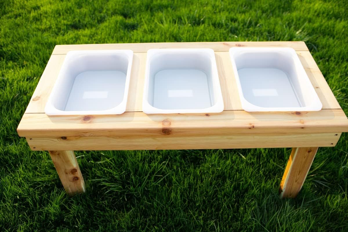 Noble Wooden Toy Co Triple Bin Sensory Table for Toddlers