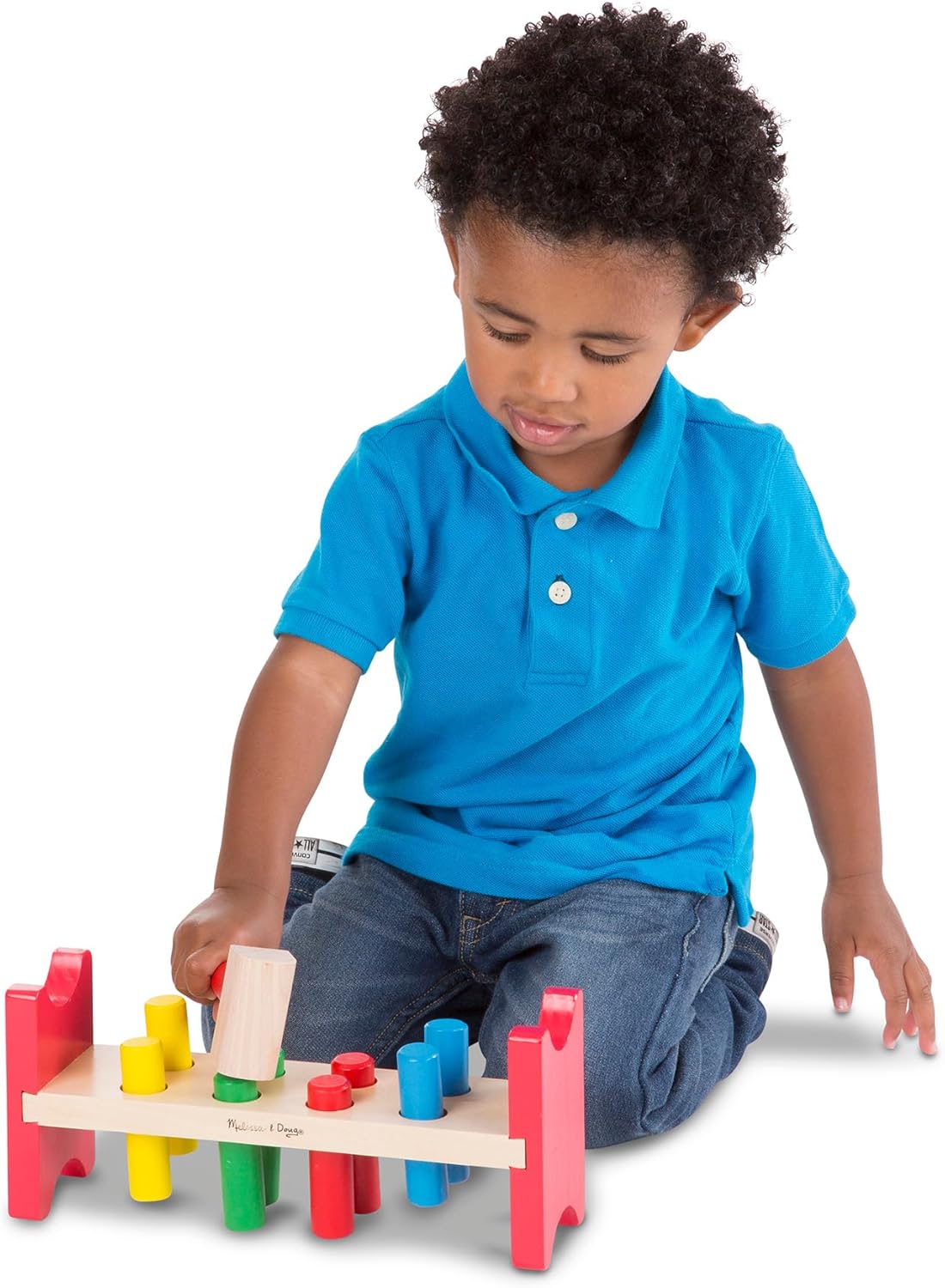 Melissa Doug Deluxe Wooden Pound-A-Peg Toy With Hammer 1