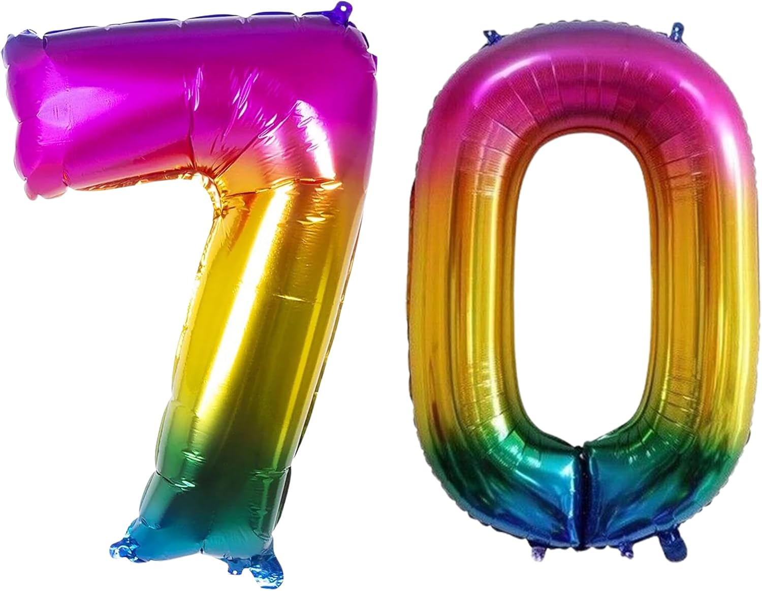 MARYSUN 70 Rainbow Number Foil Balloons for 70th Birthday Party