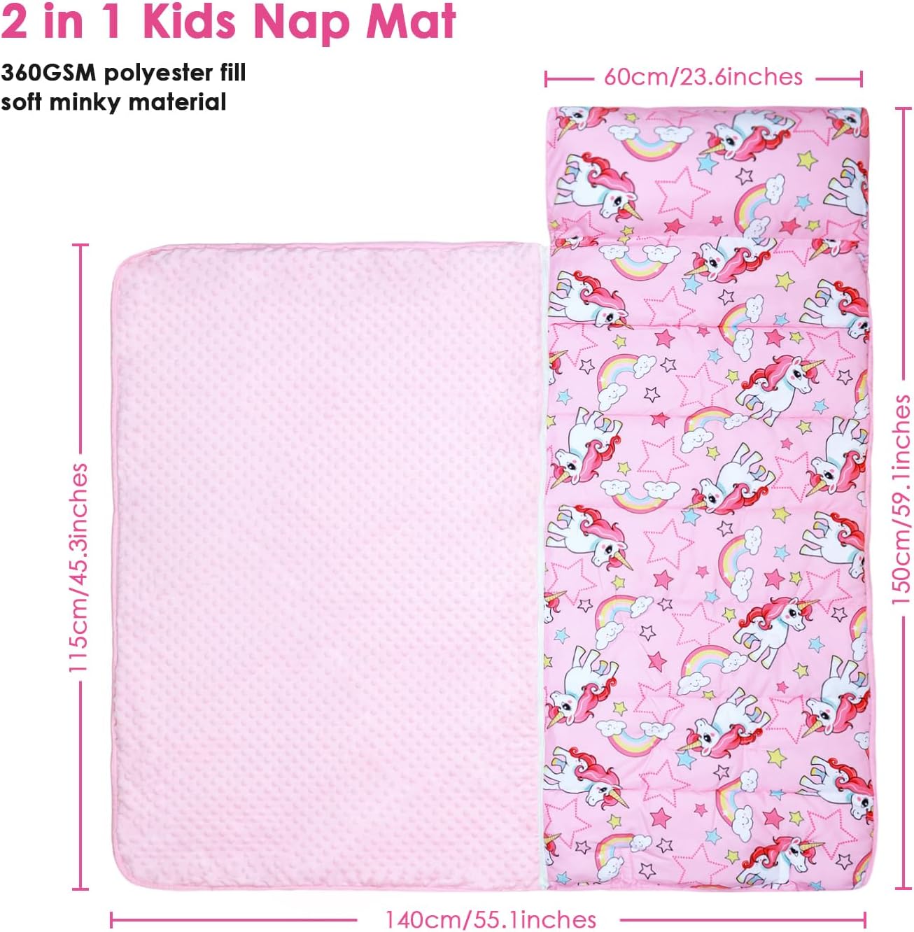 Kids Sleeping Bag Nap Mat with Pillow and Blanket 1