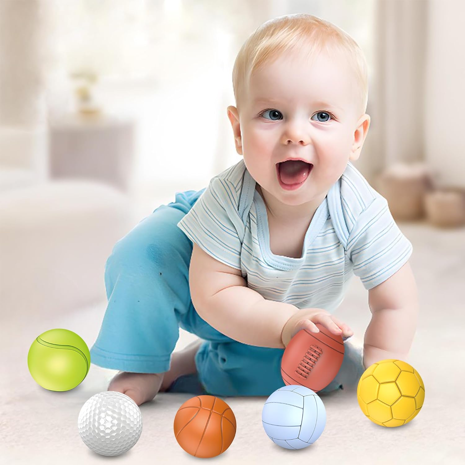 ROHSCE Baby Sensory Balls 6 in 1 Soft Rubber Toy Set