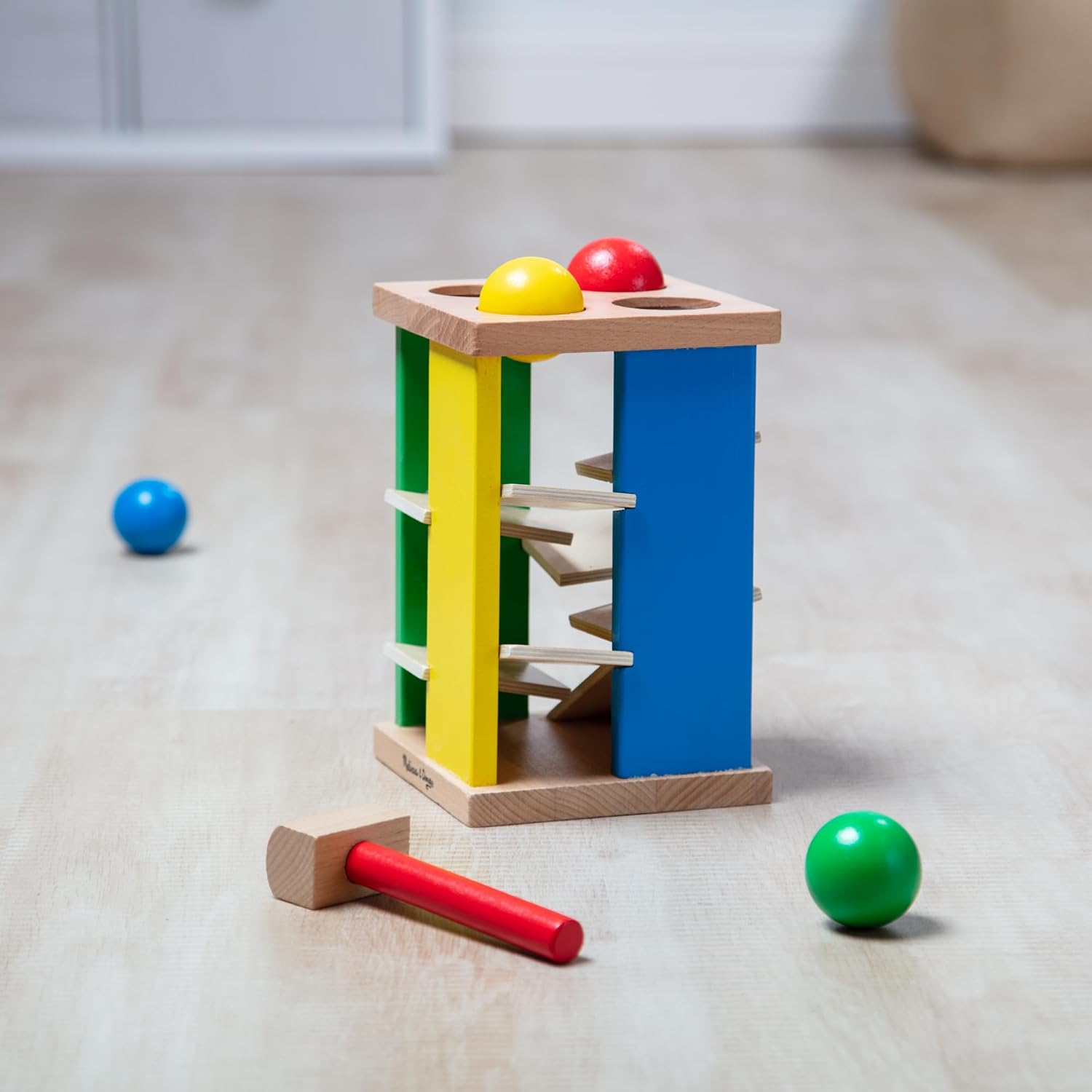 Melissa Doug Deluxe Pound and Roll Wooden Tower Toy